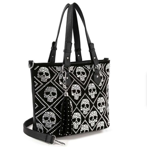 Bling Skull Fringe Tassel Tote - Picture 4 of 6